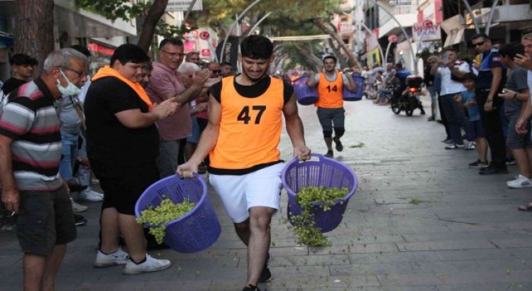 50 kiloluk üzüm yüklü kelterlerle kıyasıya yarış