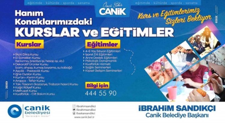 Canikte Hanım Konakları kurs kayıtları başladı