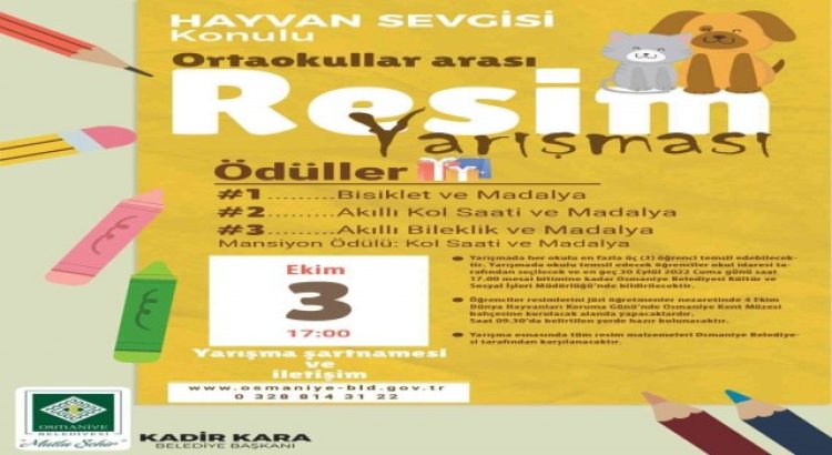 Osmaniyede Hayvan Sevgisi temalı resim yarışması