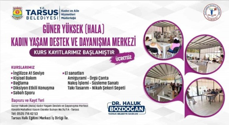 Tarsusta kadınlara ücretsiz kurs