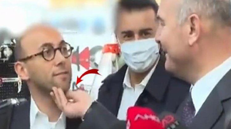 Soylu hanelere kayıtlı yabancılar bulunduğu iddiasını soran muhabirin çenesine dokunup “canım benim” dedi