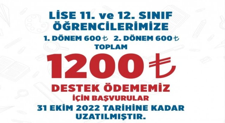 70 bin öğrenciye yapılacak bin 200 TLlik destekte son başvuru tarihi uzatıldı