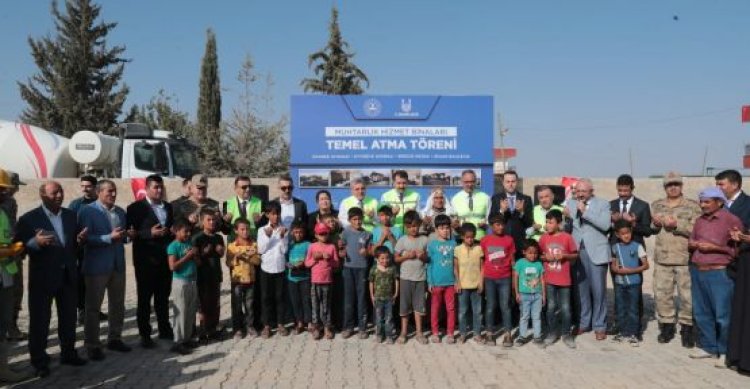 BAŞKAN BEYAZGÜL MUHTAR HİZMET BİNASI TEMEL ATMA TÖRENİNE KATILDI