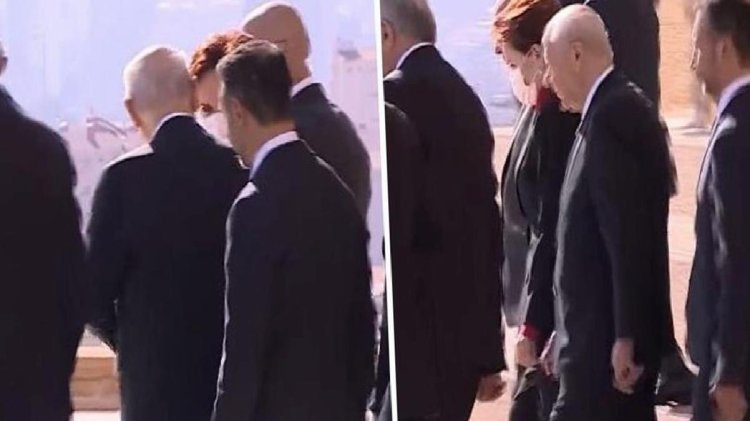 Anıtkabir ziyaretine damga vuran görüntü! Akşener ve Bahçeli bu türlü sohbet etti