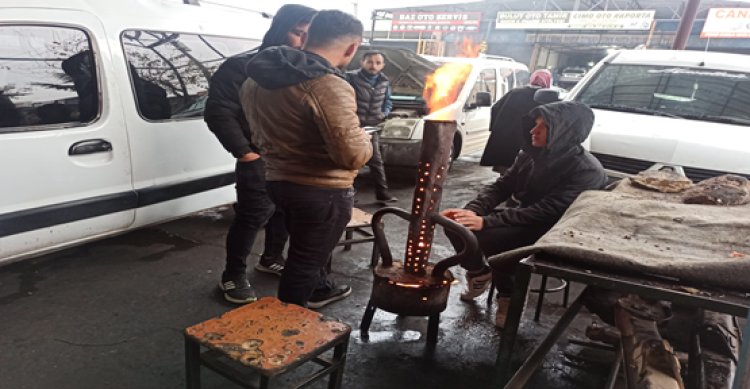 Urfa’da esnafın soğuk ile mücadelesi