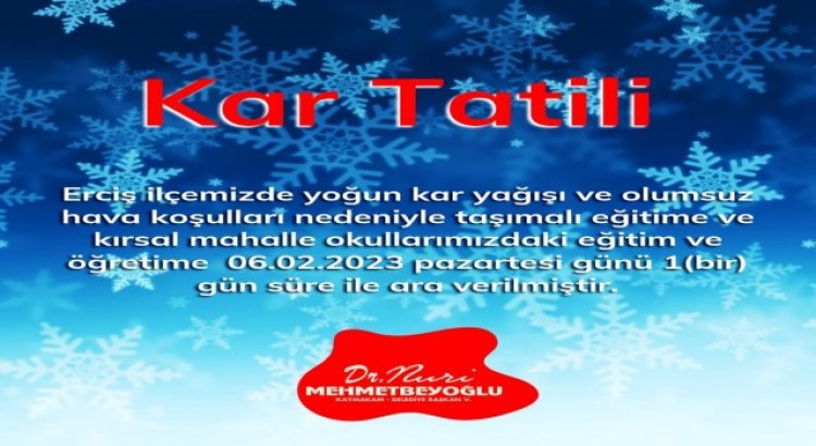 Ercişte eğitime kar tatili