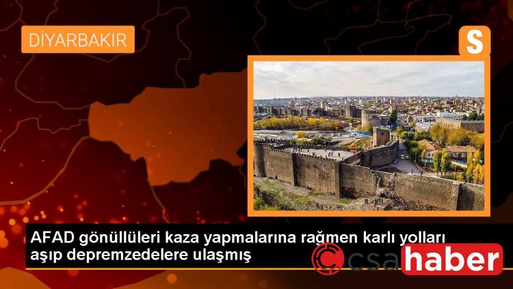 AFAD gönüllüleri kaza yapmalarına rağmen karlı yolları aşıp depremzedelere ulaşmış