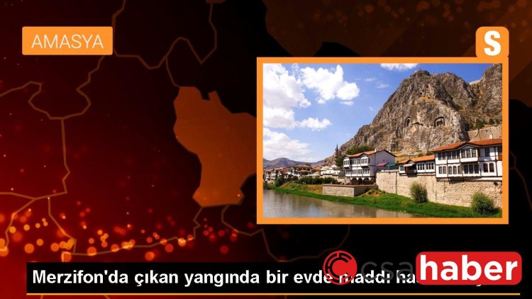 Merzifon’da çıkan yangında bir evde maddi hasar oluştu