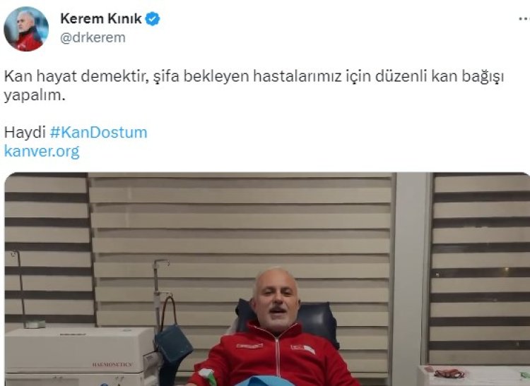 Kızılay Başkanı Kerem Kınık kan bağışı yaptığı anları paylaştı, herkes aynı yorumu yaptı