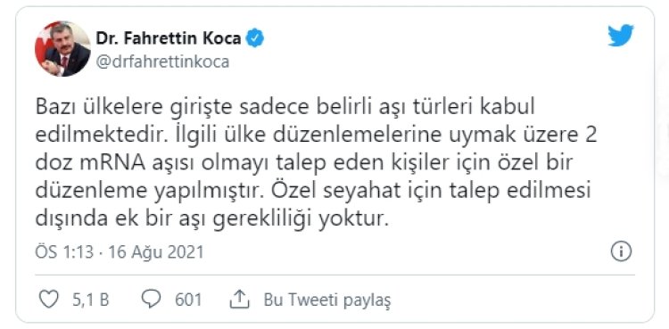 Sağlık Bakanı Fahrettin Koca 4. doz aşı hakkında açıklama yaptı