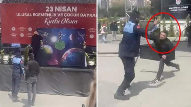 Maltepe’de 23 Nisan kutlamalarında korku dolu anlar! Elindeki bıçağı sağa sola savurdu