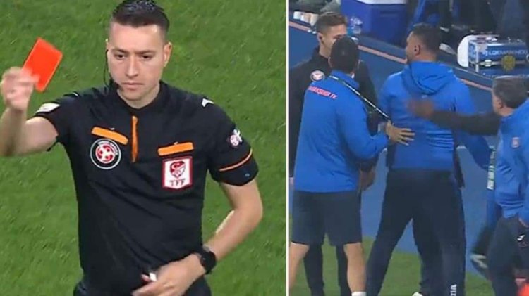 Başakşehir’de hoca yok!  Emre Belözoğlu’nun yokluğunda takımı yöneten Selçuk Şahin kırmızı kart gördü.